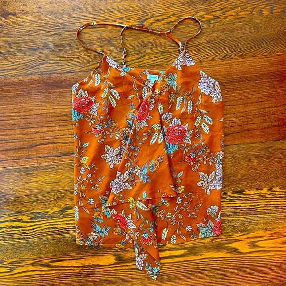 Spaghetti Strap Blouse Top Womens Medium Floral Print - Picture 1 of 7